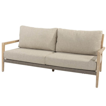 Julia living bench 3 seater brushed teak with 4 cushions