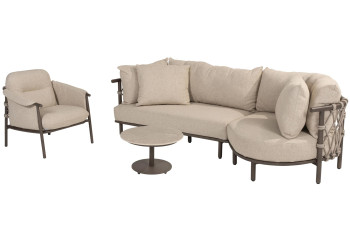 Ezra loungebank met loungestoel en Boaz coffeetable