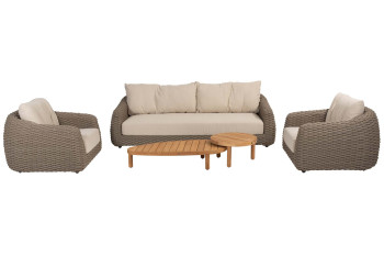 Maxime stoel-bank loungeset met Finn coffeetables