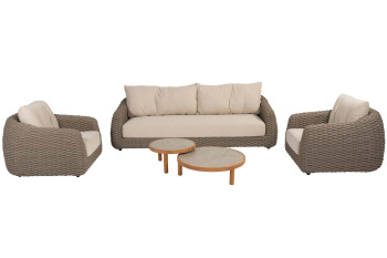 Maxime stoel-bank loungeset met Finn ceramic coffeetables