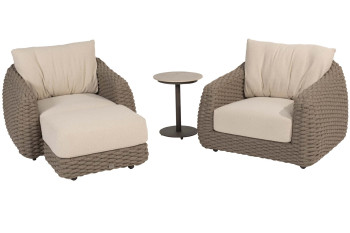 Maxime bistro loungeset met hocker en Boaz sidetable