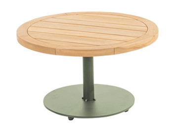 Volta natural teak coffee table central leg olive 60 X 35 cm