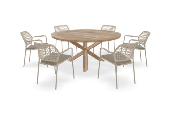 Ronde Teak Prado rond tafel Prado met Barista stoelen