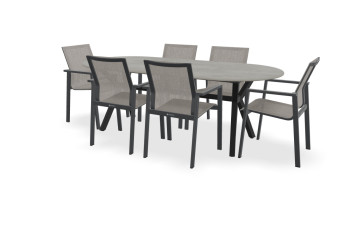 Racetrack Dekton Keon tafel Teano met Beja stoelen