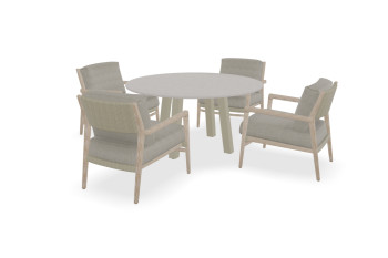 Ronde Dekton Nebbia low-dining tafel Susa met Julia low dining stoelen