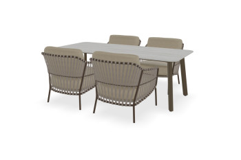 Rechthoekige Dekton Trevi low-dining tafel Imperia met Capalbio low dining stoelen