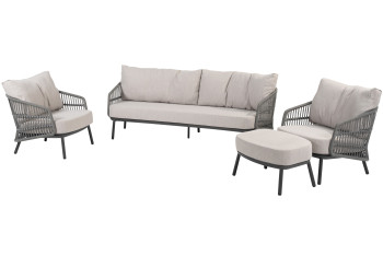 Alicante stoel-bank loungeset met hocker