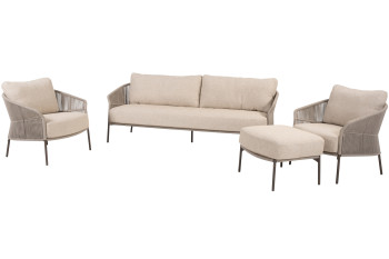 Florence terre stoel-bank loungeset met footstool