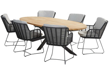 Fabrice dining set anthracite with Prado ellips table 240x115cm