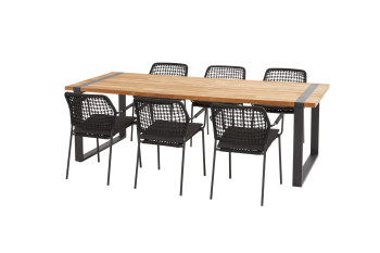 Barista anthracite dining set with Alto table 240x100 cm