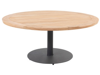 Saba teak anthracite low dining tafel round 160 cm