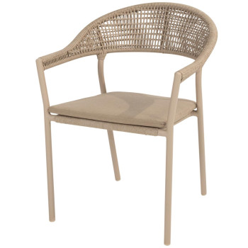 Sienna stacking dining chair latte with cushion