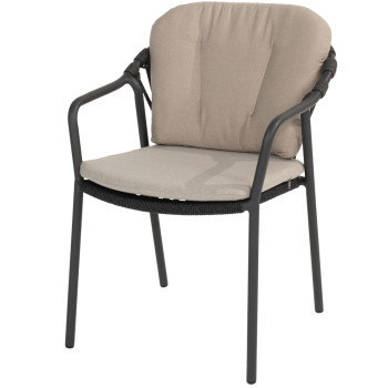 Manitoba stacking dining chair anthracite with 2 cushions