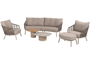 Puglia loungeset met hocker en Demi coffeetables