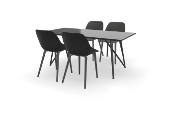 Rechthoekige granieten Absolute Black tafel Genua met Galati stoelen