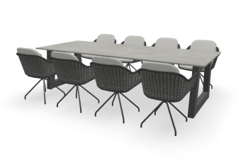 Rechthoekige Dekton Keon tafel Novara met Focus stoelen