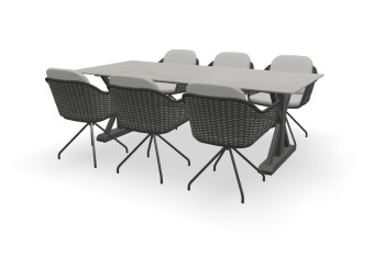 Rechthoekige Dekton Kreta tafel Monastero met Focus stoelen