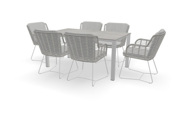 Rechthoekige Dekton Soke tafel Standaard 60 mm met Fabrice stoelen