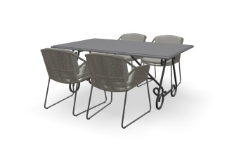 Rechthoekige Belgisch hardsteen tafel Toulouse met Accor stoelen