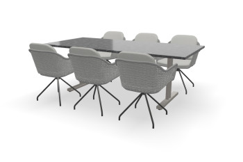 Rechthoekige granieten Steel Grey tafel Trento RVS met Focus stoelen