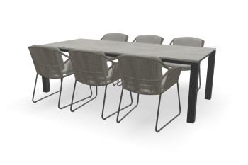 Rechthoekige Dekton Keon tafel Zwevend 80 mm met Accor stoelen