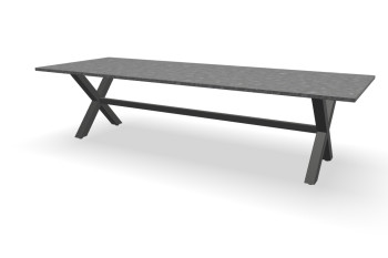 Rechthoekige granieten Steel Grey tafel Kruispoot