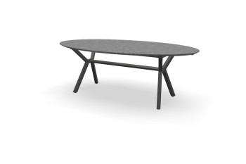 Ovale granieten Steel Grey tafel Teano