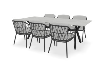 Rechthoekige Dekton Morpheus tafel Teano met Calpi stoelen