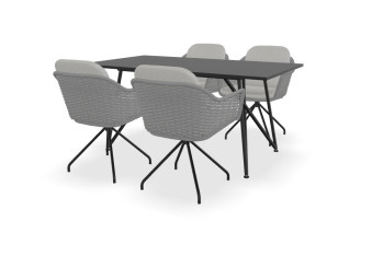 Tafel Dekton Domoos, onderstel Genua en Focus stoelen