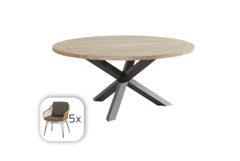 Cottage Louvre 160cm Teak alu