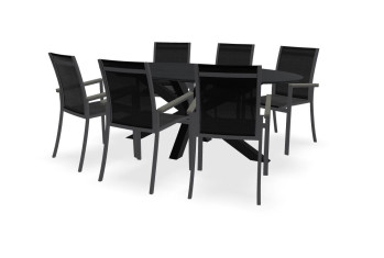 Tafel Dekton Sirius, onderstel Cento en Falck stoelen