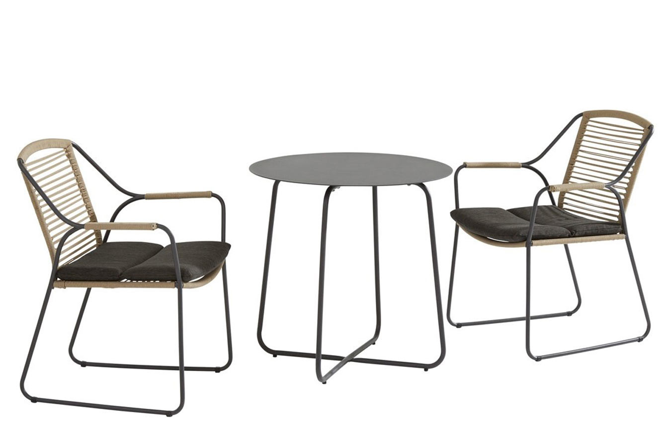 Dali anthracite bijzet tafel met 2 Scandic dining stoelen