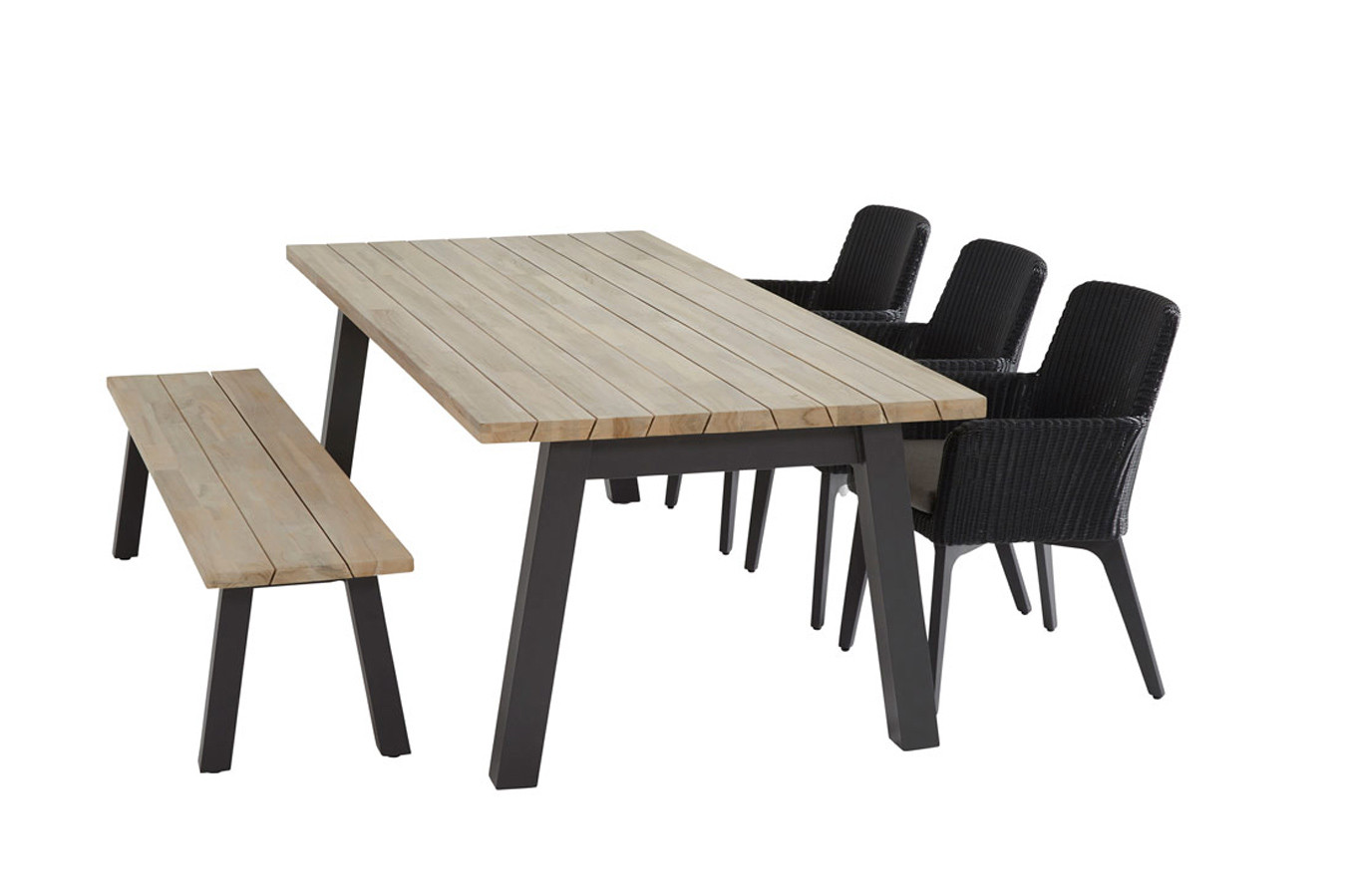 Lisboa dining set anthr with Derby table 240x95cm and Sportbench