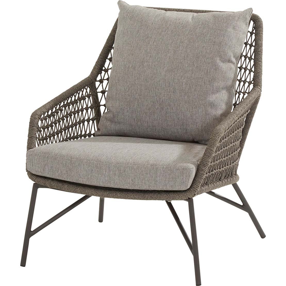 Babilonia living chair mid grey knotted with 2 cushions