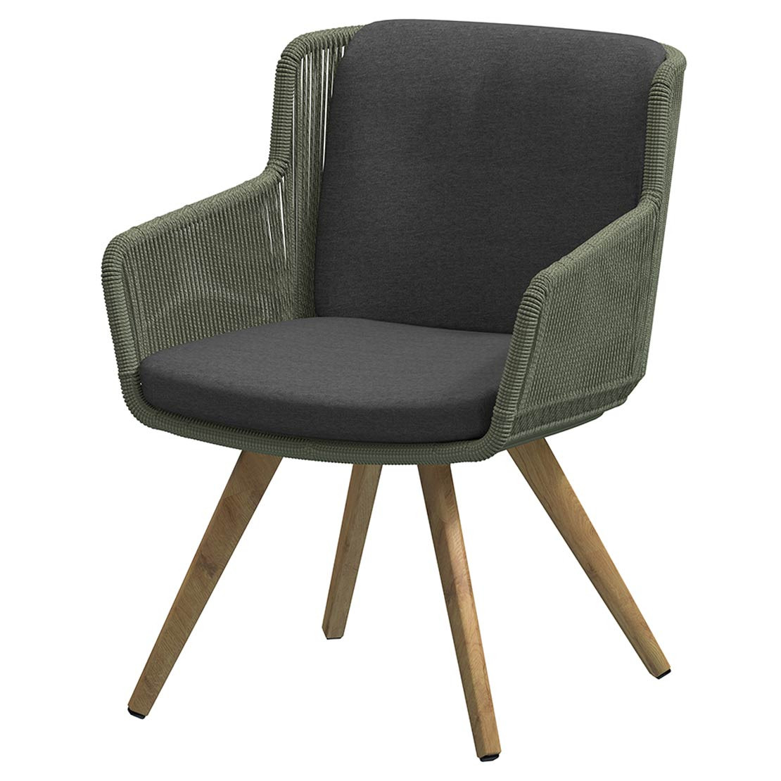 Flores dining chair Teak legs Green with 2 cushions