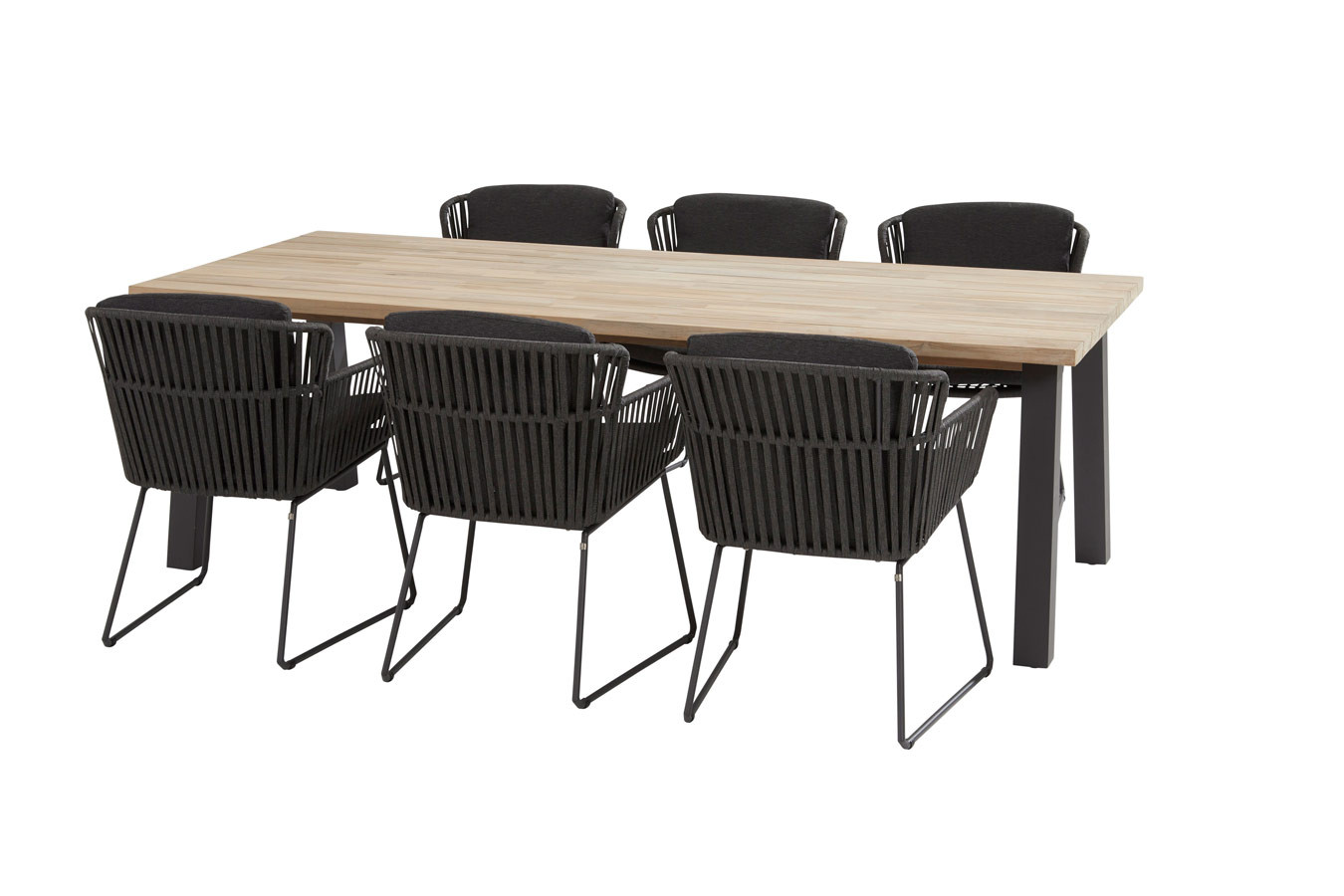 Vitali anthracite dining set with Derby table 240x100
