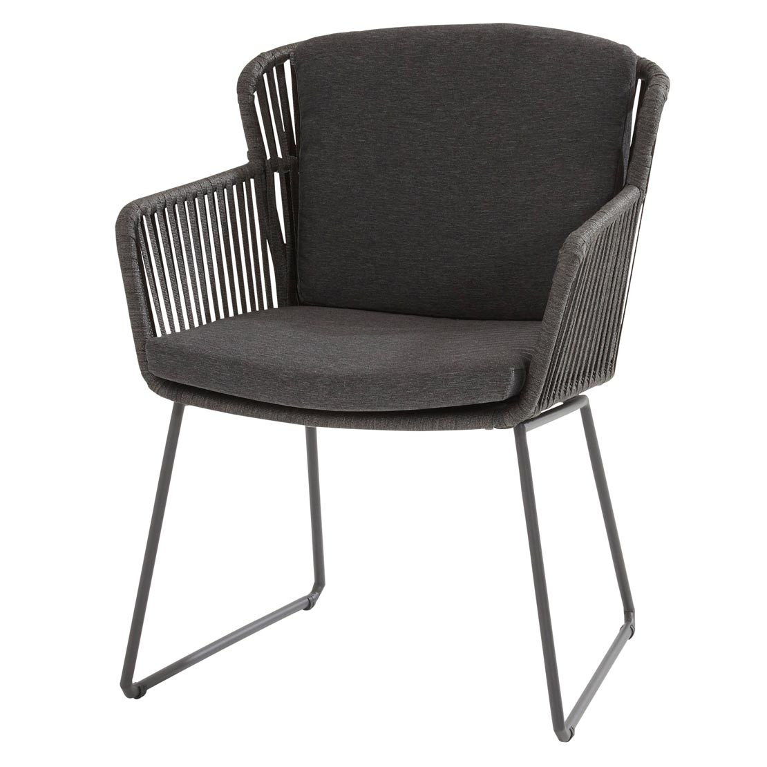 Vitali dining chair Webbing Anthracite with 2 cushions