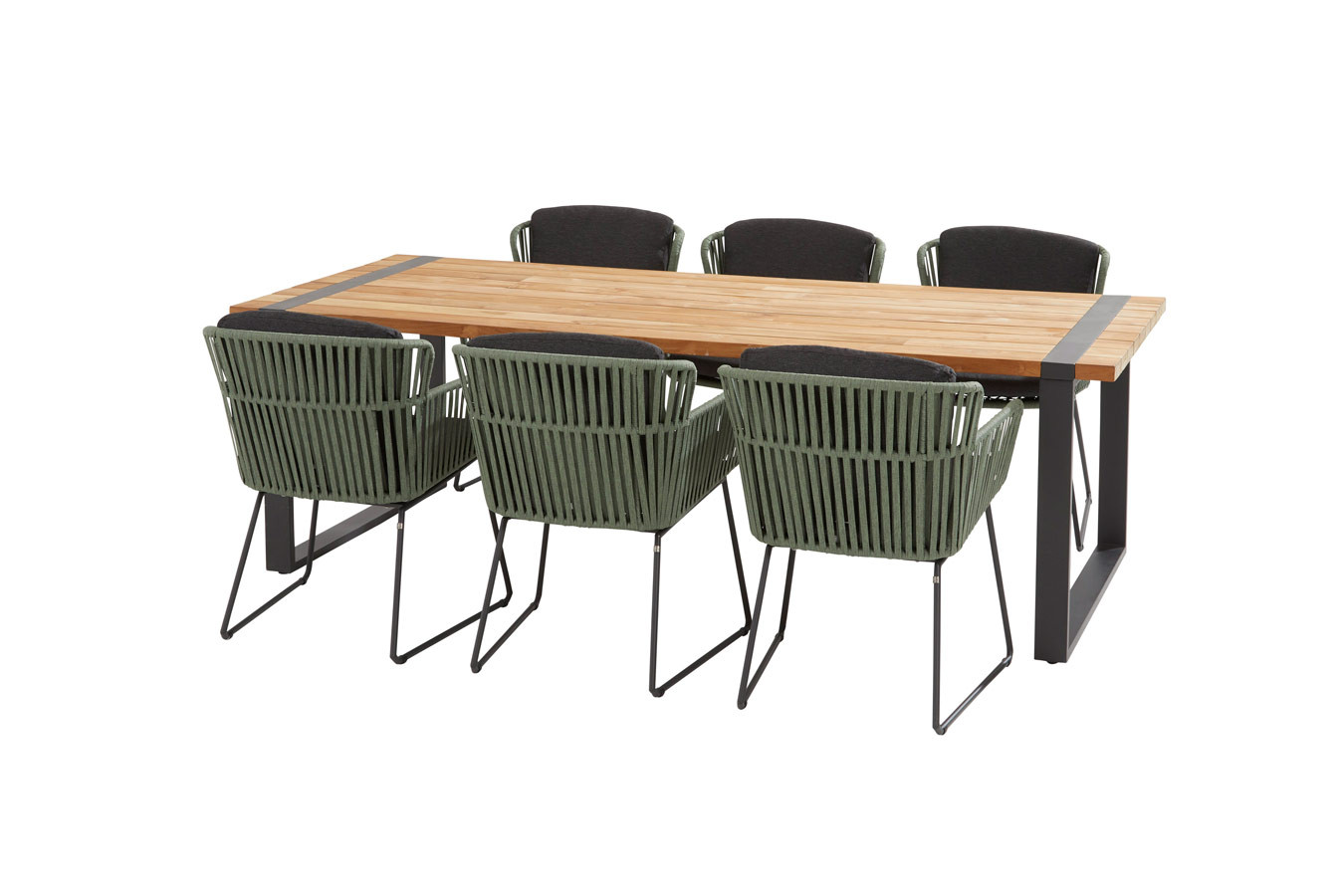 Vitali green dining set with Alto table 240x100 cm