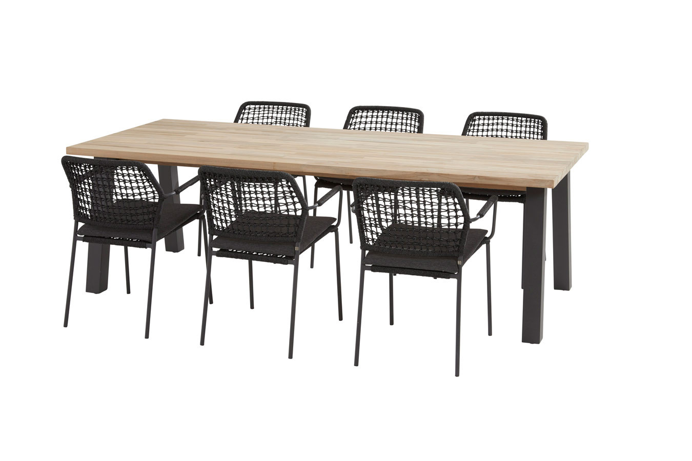 Barista anthracite dining set with Derby table 240x100 cm