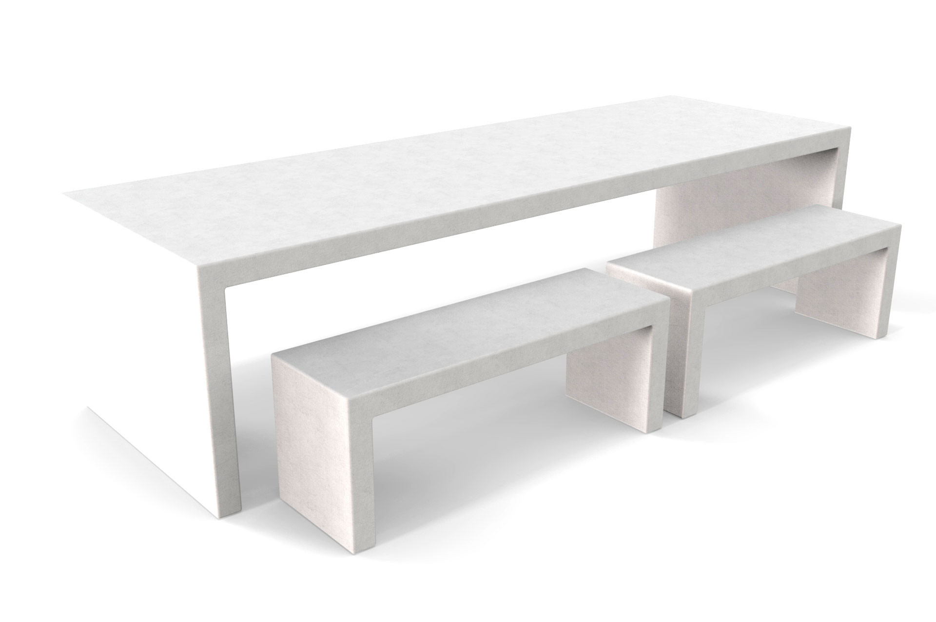 Witte betonlook tafel Lars met vier banken